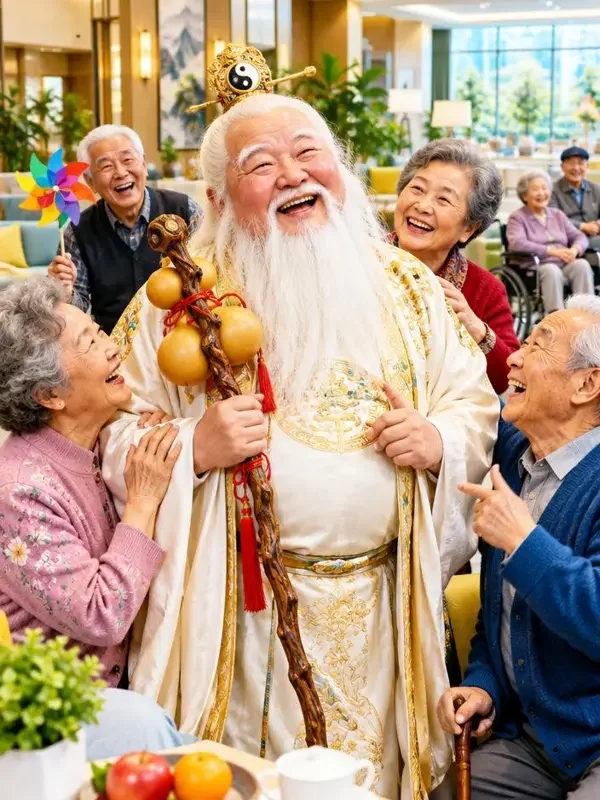 寿星下凡当网红封面模糊背景